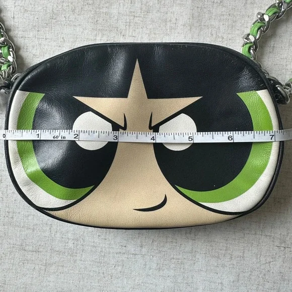 Moschino x Powerpuff Girls Buttercup Crossbody Bag Black Green Leather SS16 - Picture 17 of 17